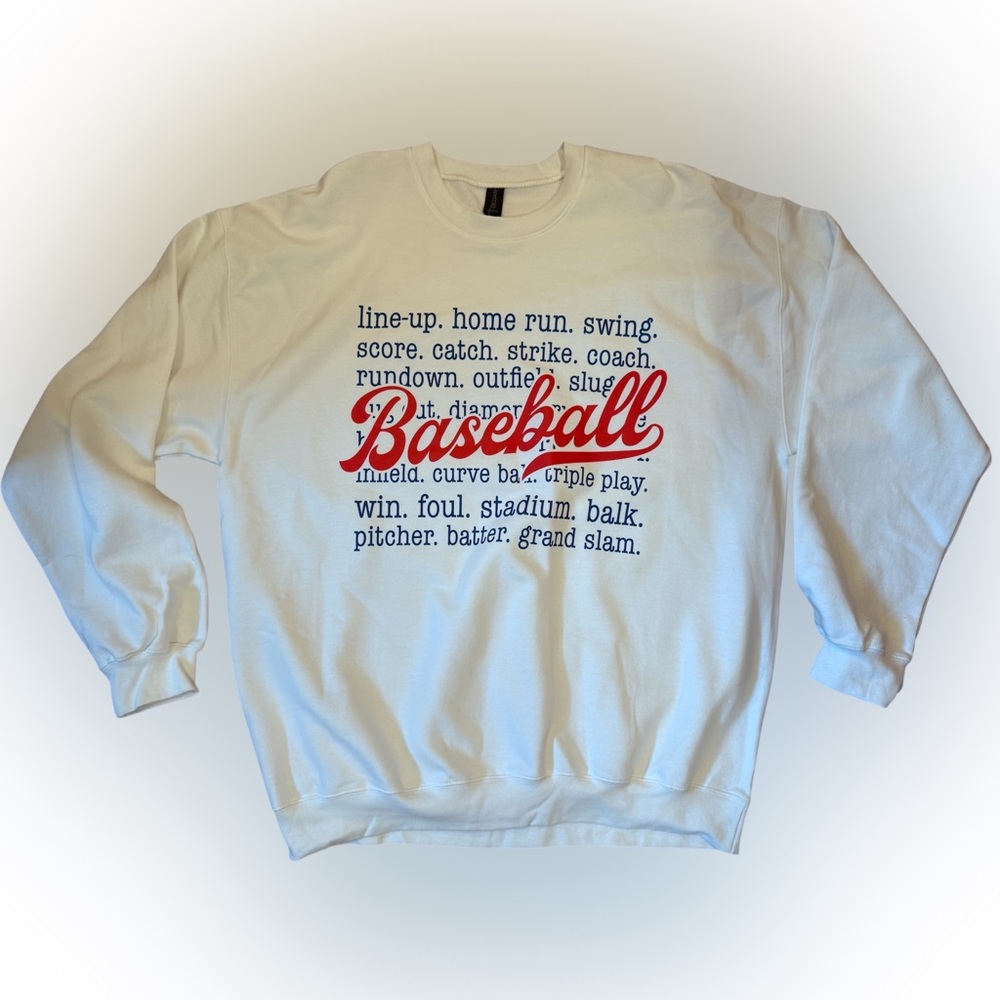 White Baseball Graphic Sweatshirt NEW XL